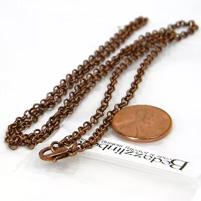 Iron 23 1/2 Inch Antiqued Rolo Plain 3mm Thick Chain Necklaces W/ Lobster Clasp • $2.79