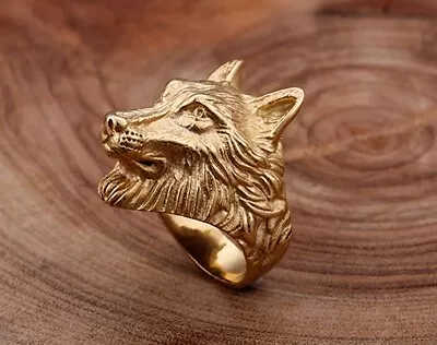 $30 • Buy Men's Game Of Thrones Ring Direwolf Wolf Head 18k Gold Over Stainless Steel New