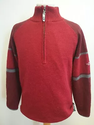 £19.99 • Buy H242 Womens The North Face Red Grey 1/4 Zip Wool Base Layer Fleece Uk L 12