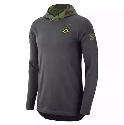 Nike Oregon Ducks Military Camo Long Sleeve Hoodie Shirt Gray Green Men’s L New • $35.95