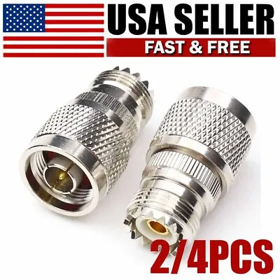 N-Type Male Plug To SO-239 UHF Female Jack RF Adapter Barrel Connector 2/4PCS • $9.99