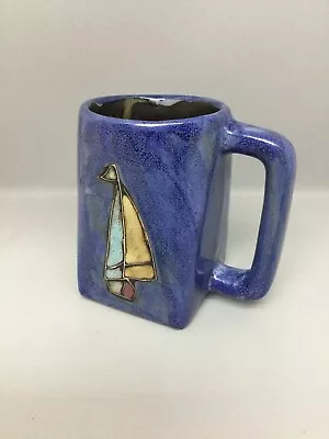 Artist Signed Mara Mexico Studio Art Pottery Cup Coffee Mug Sailboats Sailing • $17.50