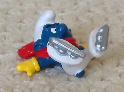 Vintage Rare Ice Skater Smurf Figure PVC Toy Figurine  '81 • $19