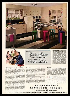 1942 Armstrong Linoleum Floors Lancaster PA Canteen MCM Kitchen Vintage Print Ad • $9.95