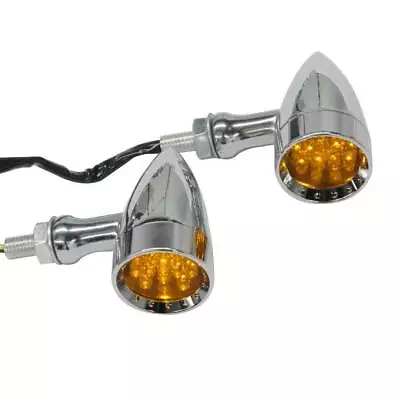 Chrome Motorcycle Bullet LED Turn Signals Blinker Light For Harley Davidson DMS • $23.66