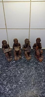 4 Vintage Handmade Clay African Jazz Musicians Figurines Very Rare • £25.99