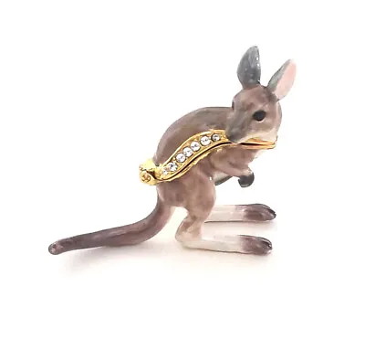 Joey The Kangaroo Pewter Bejeweled Hinged Miniature Trinket Box Kingspoint • $22.95