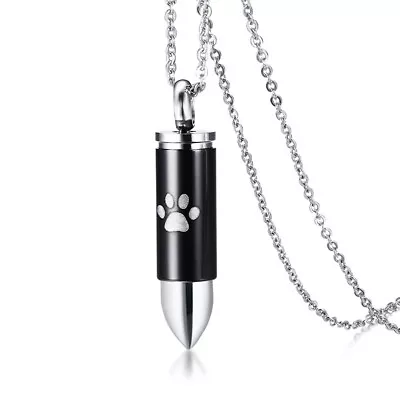 24  Chain Men Necklace Lords Prayer Cross Bullet Pendant Ash Urn Stainless Steel • $9.38