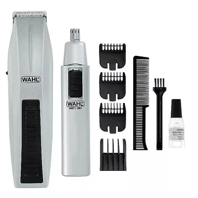 Wahl Mens Beard Mustache Trimmer Hair Shaver Nose Trimmer Clipper White • $23.20