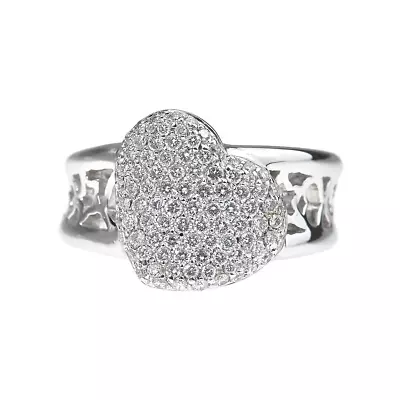 Pasquale Bruni Heart 0.73ct Pave Diamond 18k White Gold Star Band Ring US 7.25 • $1730