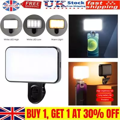 Selfie LED Light Ring Flash Clip Rechargeable Camera For Phone &iPhone Tablets • £8.99