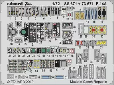 Eduard 1/72 F-14A Tomcat Cockpit+Detail (Hobby Boss) 73671 • $12.72