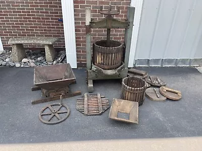 Antique Cast Iron Wine Cider Juice Press Grinder Attachments Tool Red Cross Mfg • $630