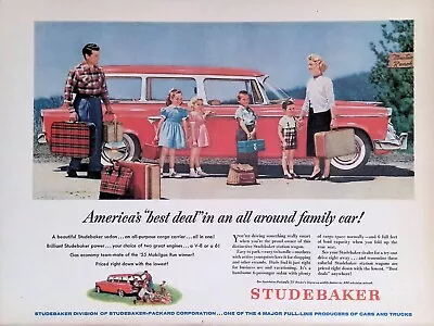 Print Ad 1950's Studebaker-Packard Station Wagon Family Vacation Luggage Ranch • $12.99