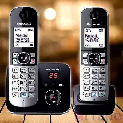 Panasonic DECT Digital Cordless Phone Built-in Answering Machine & 2 Handsets • $99.90