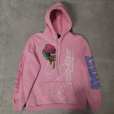 Bershka Hoodie Mens L Reg Fit Pink Ice Cream Skater Skull Grunge Ed Hardy Style • £39.90