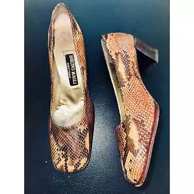 Bruno Magli Snakeskin Block Heel Pumps 7.5n Classic Luxe! • $85