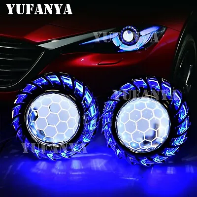 2.5'' H1 Honeycomb HID Bixenon Projector Lens LED Angel Eyes Headlight Retrofit • $71.59