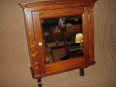 Antique Oak Medicine Cabinet Refinished 1900's Mirror Door Wall Hanger • $565