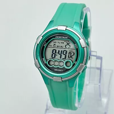 Women's ARMITRON Pro Sport Mint Green Digital LCD Chronograph Watch 45/7053 • $11.99