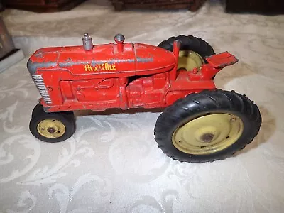 Vtg Tru Scale Tractor 1:16 Metal Farm Toy 1950s Original Paint Yellow Hubs READ • $20