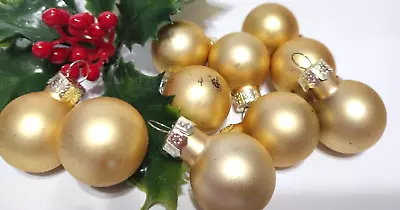 Mini Mercury Glass 10 Christmas Ornaments Matte GOLD Balls Feather Tree Vtg SnS • $10.77