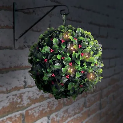 £14.95 • Buy 28cm Solar Holly Berry Topiary Ball With 20 Led Lights – Christmas Decoration