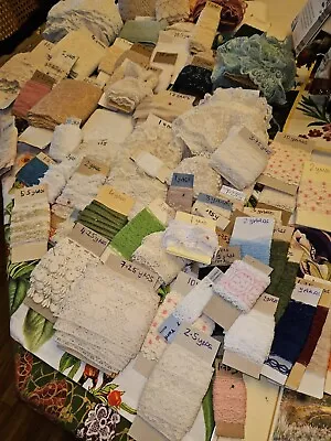 Huge Lot Of 315 Yards Of Vintage Lace Trim & Some Fabric Trim Lot Of 72 Items  • $144.99