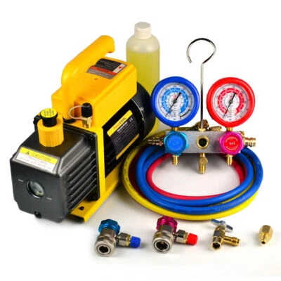 $154.99 • Buy FAVORCOOL 3.6CFM 1/4HP Vacuum Pump + AC Manifold Gauge Set Combo R410A R134A R22