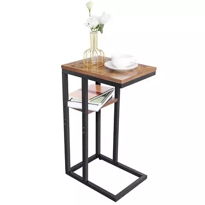 $31.99 • Buy C Shaped Small Narrow End Side Chair Side Table Slim Snack Accent Tables Laptop`