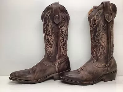 Womens Oak Tree Farms Cowboy Brown Boots Size 6.5 • $26.99