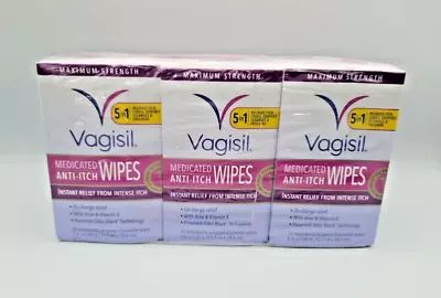 Lot Of 3 Vagisil Anti-Itch Medicated Wipes Maximum Strength Exp:12/25 New • $14.99
