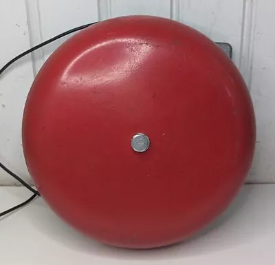 Vintage Large Steel Red Wall Alarm Electric Bell Industrial Fire School 8  • $50