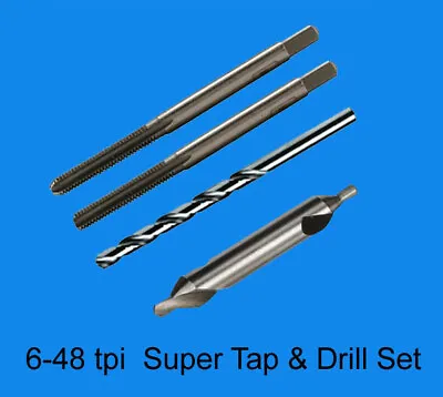 6-48 Tpi High Carbon Steel  4 PIECE Tap + #31 Cobalt + Starter Drill Super  Set • $29.99