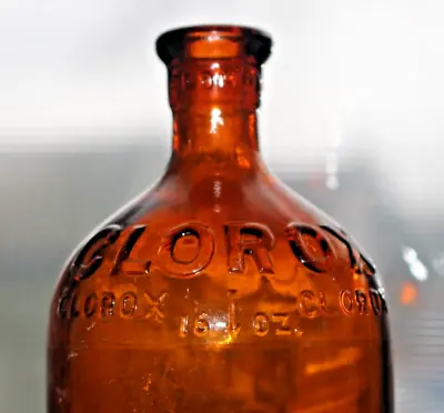 Vintage Clorox Brown Glass Bottle ~ 16 Oz ~ Reg U.S. Pat Off With Cork Top • $0.99