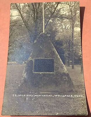 RPPC Woodstock CT Civil War Revolutionary Spanish American Monument 53 Soldiers • $9.90