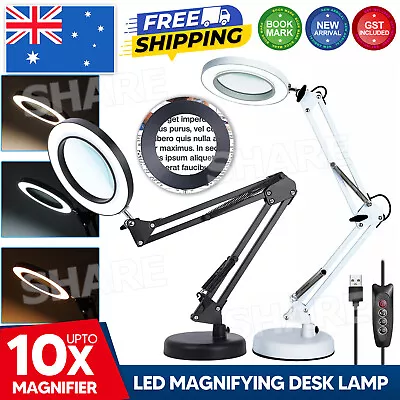 NEW LED Light Magnifying Glass Desk Stand Foldable Lamp Magnifier Clamp Reading • $23.95