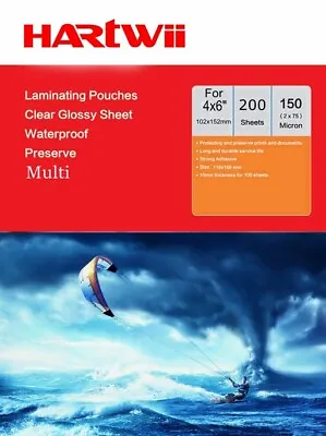 A6 4x6 Thermal Hot  Laminating Pouches 150Micron(75x2) Clean  Clear Film Hartwii • £10.49