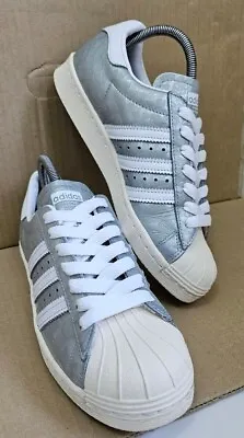 ADIDAS SUPERSTAR 80's TRAINERS SIZE UK 5 SILVER REPTILE AND WHITE EXCELLENT  • £45