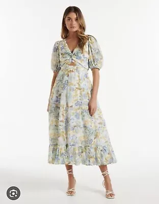 $60 • Buy Forever New Irena Twist Front Midi Dress Size 6