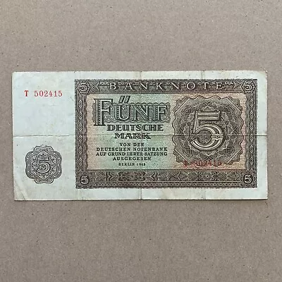 Post WW2 Era Banknote East Germany 5 Deutsche Mark Currency 1948 Post WWII Note • $9.95