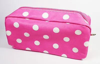 £2.99 • Buy Pink White Polka Dot Ladies Cosmetics Bag Girls Pencil Case Gift Xmas Birthday