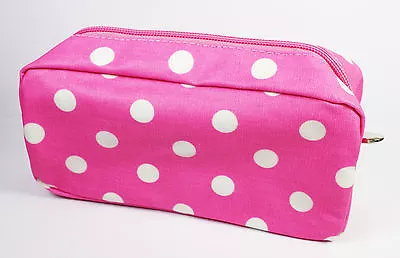 £2.99 • Buy Pink White Polka Dot Ladies Cosmetics Bag Girls Pencil Case Gift Xmas Birthday