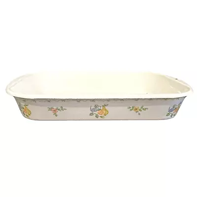 Vintage Enamel Fruit & Flower M. Kamenstein 9  X 13  Baking Serving Pan Dish • $21.29