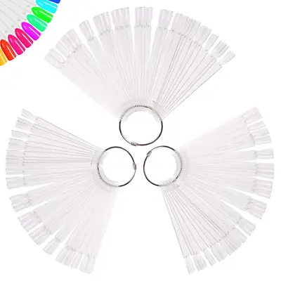 150 Pcs Clear Nail Color Swatch Sticks Fan Shape Nail Art Polish Display Tips • $12.04