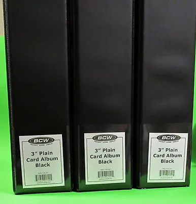 3 Bcw 3  Albums - Plain Black / 3 Ring Binder - Holds 90+ Bcw Pages Each • $27.95