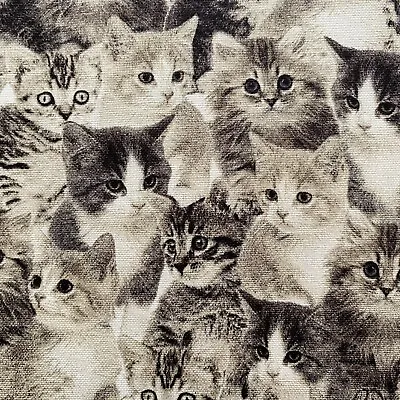 £7.75 • Buy Canvas Pets Monochrome Cats Print 100% Craft Cotton Fabric For Quilting, Bags UK