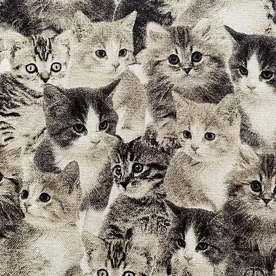 Canvas Pets Monochrome Cats Print 100% Craft Cotton Fabric For Quilting Bags UK • £8.75