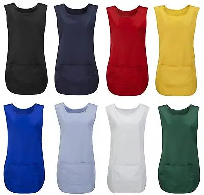 Ladies Womans Tabard Cleaning Apron Bar Catering Kitchen Overall With Pocket New • £6.95