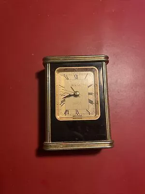 Vintage Bulova Quartz Standing Desk Clock Approximately 4  Tall Gold Black Asia • $25